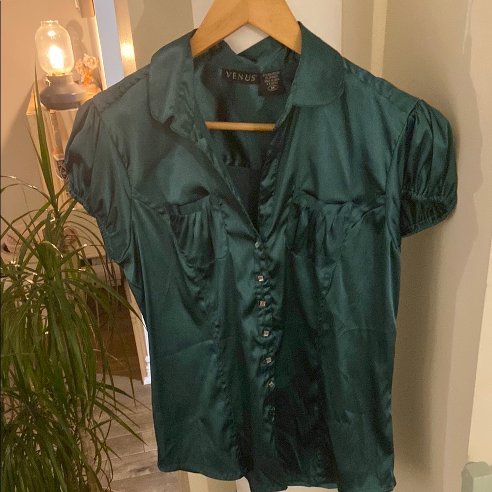 Venus Green Satin Women's Top